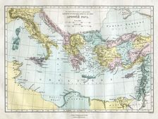 The missionary journeys and last voyage of the Apostle Paul, c19th century.Artist: W Hughes