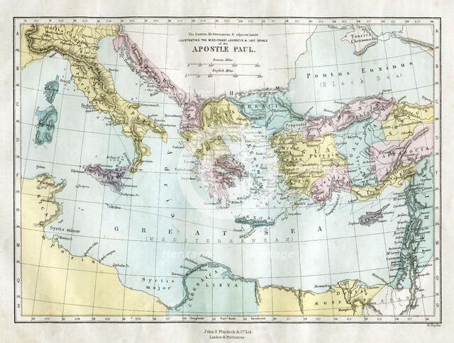 The missionary journeys and last voyage of the Apostle Paul, c19th century.Artist: W Hughes