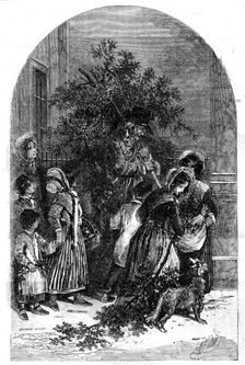 The Mistletoe Seller, drawn by Foster, 1854. Creator: Edmund Evans
