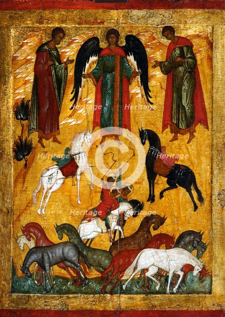 The Miracle of Florus and Laurus, early 16th century.  Creator: Russian icon.