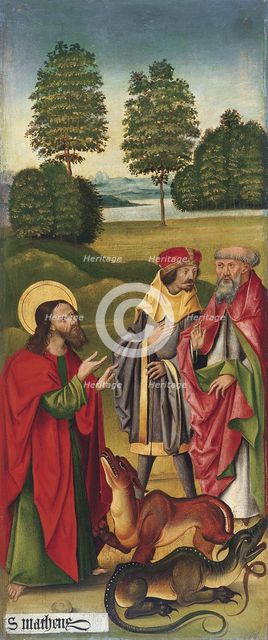 The Miracle of Saint Matthew taming the Dragons, 1478. Artist: Mälesskircher, Gabriel (ca. 1425-1495)