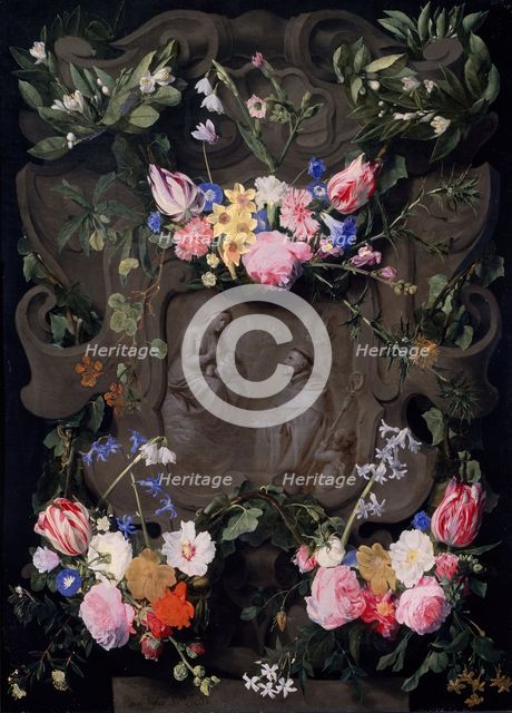 The Miracle of St Bernard in a Garland of Flowers, 1645-1655. Creators: Daniel Seghers, Erasmus Quellinus.