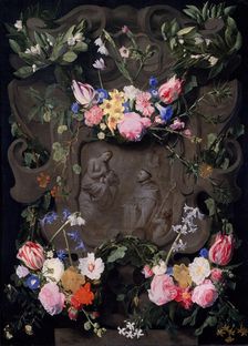 The Miracle of St Bernard in a Garland of Flowers, 1645-1655. Creators: Daniel Seghers, Erasmus Quellinus