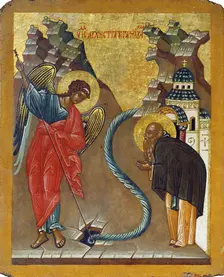 The Miracle of the Archangel Michael at Chonae, late 15th century. Creator: Russian icon