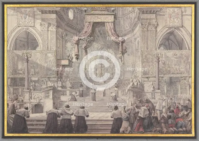 The Miracle of the Blood of Saint Januarius in Naples Cathedral, c1780. Creator: Louis Jean Desprez.