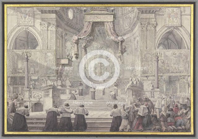 The Miracle of the Blood of Saint Januarius in Naples Cathedral, c1780. Creator: Louis Jean Desprez.