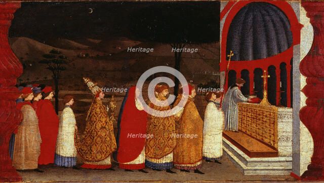 The Miracle of the Desecrated Host (Predella Panel for the church of Corpus Domini in..., 1465-1469. Creator: Uccello, Paolo (1397-1475).