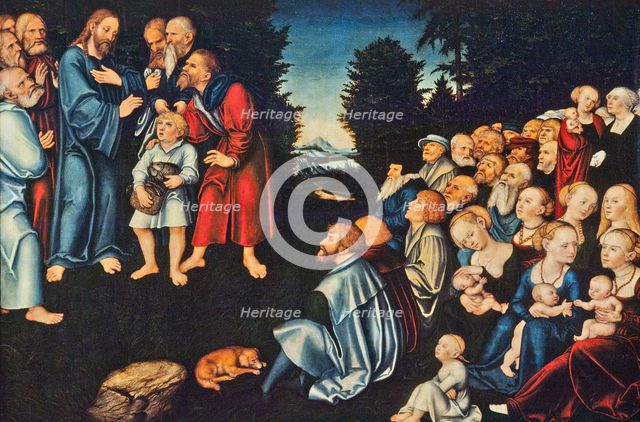 The miracle of the five loaves and two fish. Creator: Lucas Cranach the Elder.