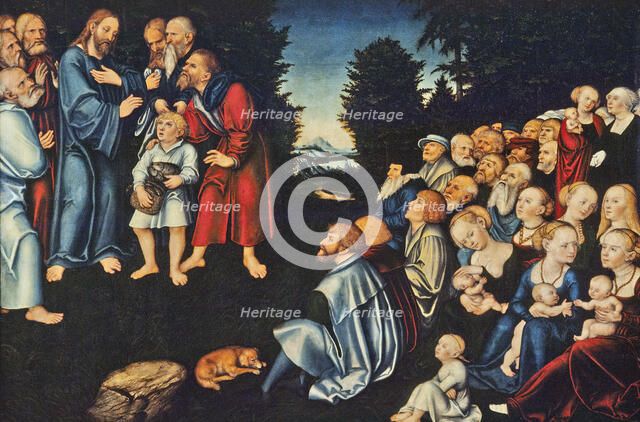 The miracle of the five loaves and two fish. Creator: Lucas Cranach the Elder.