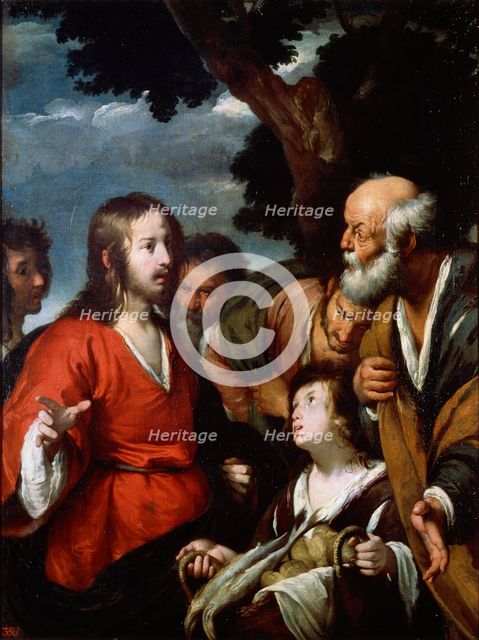 'The Miracle of the Five Loaves and Two Fishes', after 1630.  Artist: Bernardo Strozzi