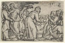 The Miracle of the Loaves and the Fishes, from The Story of Christ, 1534-35. Creator: Georg Pencz