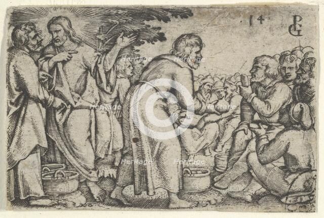 The Miracle of the Loaves and the Fishes, from The Story of Christ, 1534-35. Creator: Georg Pencz.
