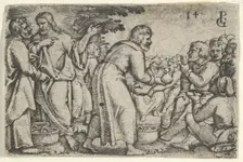 The Miracle of the Loaves and the Fishes, from The Story of Christ, 1534-35. Creator: Georg Pencz
