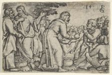 The Miracle of the Loaves and the Fishes, from The Story of Christ, 1534-35. Creator: Georg Pencz