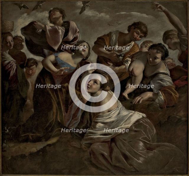 The Miracle of the Quail, c1624-1625. Creator: Lanfranco, Giovanni (1582-1647).