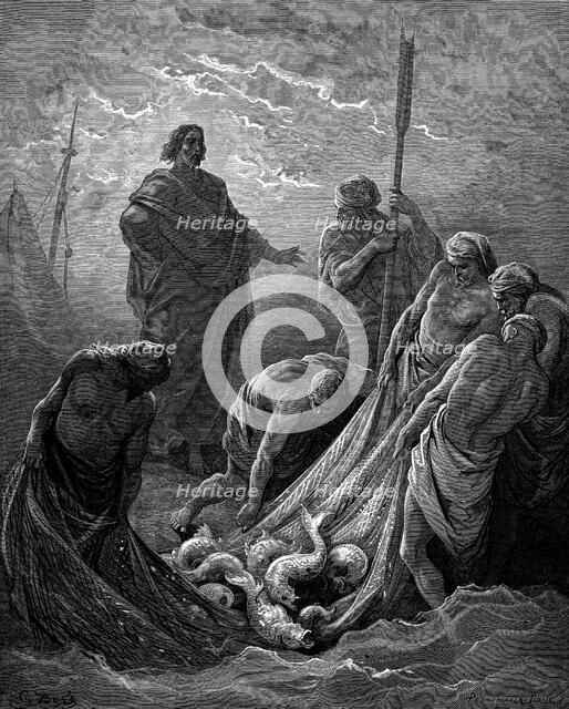 The miraculous draught of fishes, 1866. Artist: Gustave Doré