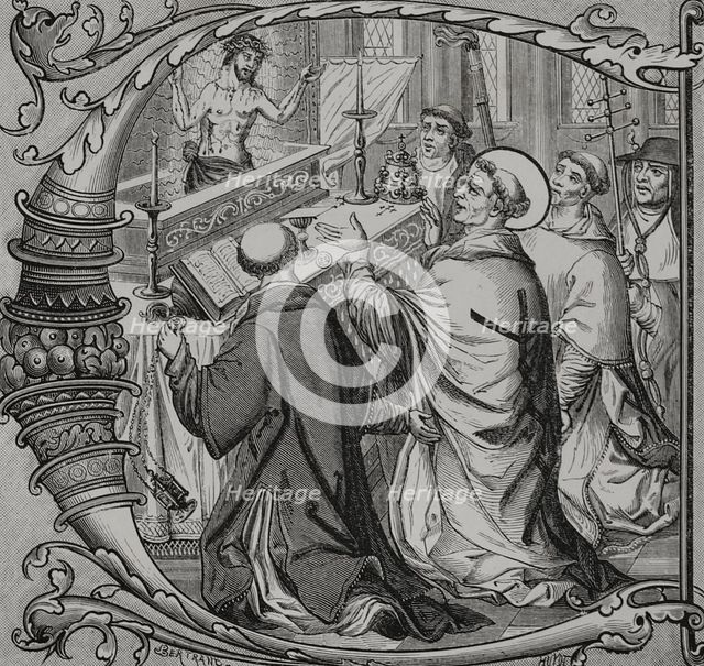The Miraculous Mass of Saint Gregory the Great (c540-604), representing the real presence..., 1877.  Creators: Antoine Valerie Bertrand, Jules Jean Marie Joseph Huyot.