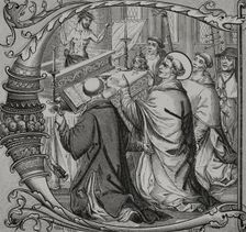 The Miraculous Mass of Saint Gregory the Great (c540-604), representing the real presence..., 1877. Creators: Antoine Valerie Bertrand, Jules Jean Marie Joseph Huyot