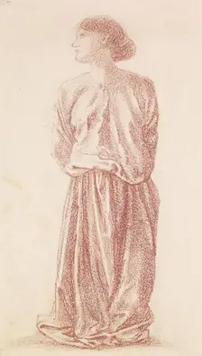 The Mirror of Venus - Study of Kneeling Female Attendant, 1865-66. Creator: Sir Edward Coley Burne-Jones