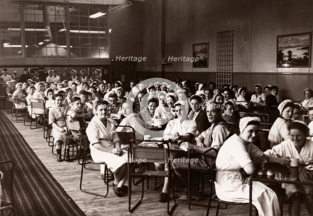 The mixed staff dining room at Duncan’s factory, Edinburgh, Scotland, 1956. Artist: Unknown