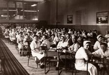 The mixed staff dining room at Duncan’s factory, Edinburgh, Scotland, 1956