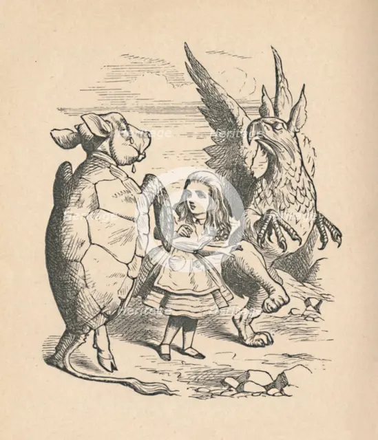 'The Mock Turtle, Alice and The Gryphon', 1889. Artist: John Tenniel.