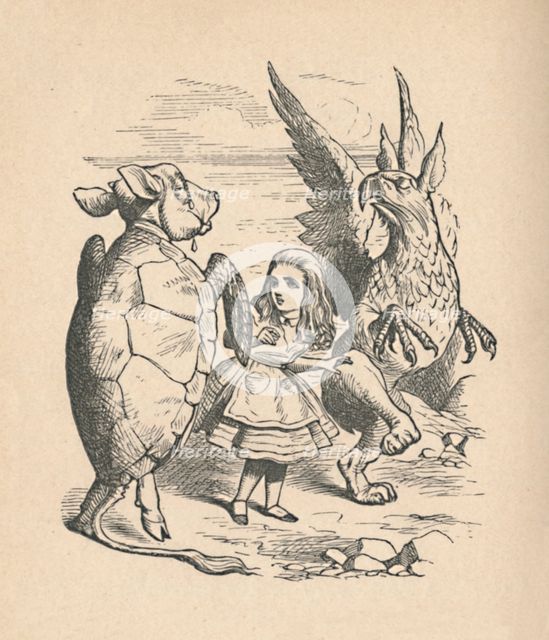 'The Mock Turtle, Alice and The Gryphon', 1889. Artist: John Tenniel.