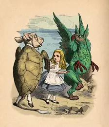 The Mock Turtle, Alice and The Gryphon 1889. Artist: John Tenniel