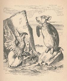 The Mock Turtle, The Gryphon and Alice 1889. Artist: John Tenniel