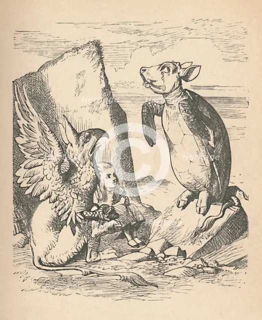 'The Mock Turtle, The Gryphon and Alice', 1889. Artist: John Tenniel.