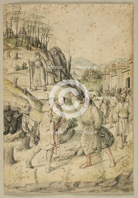 The Mocking of Elisha, c. 1500. Creator: Jean Poyet.