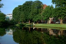 The moat of the old city of Leiden