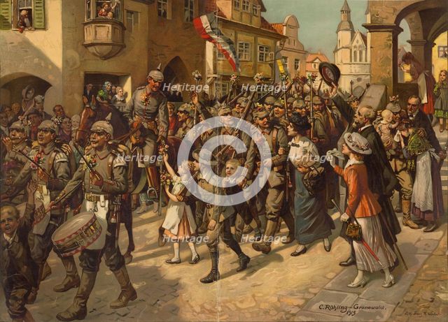 The Mobilization in 1914. Image to Schools History Teaching, 1915. Artist: Röhling, Carl (1849-1922)