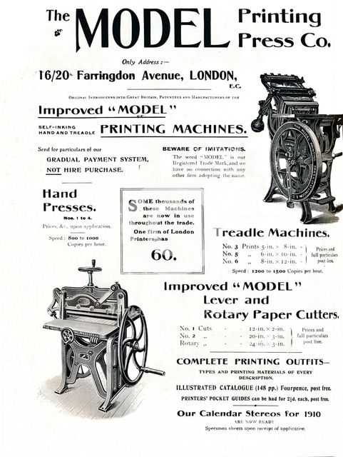 'The Model Printing Press Co.', 1910. Artist: Unknown.