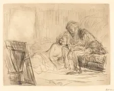 The Model's Rest (first plate), 1909. Creator: Jean Louis Forain