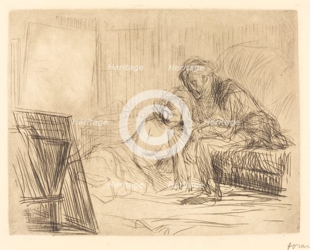 The Model's Rest (first plate), 1909. Creator: Jean Louis Forain.