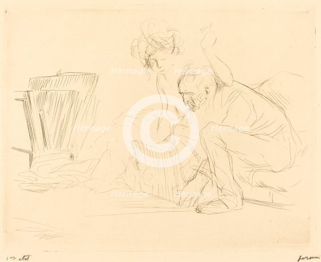 The Model's Rest (second plate), 1909. Creator: Jean Louis Forain.