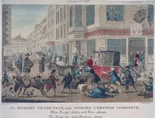 The modern tradesman, or the glories of British commerce 1774. Artist: G Terry