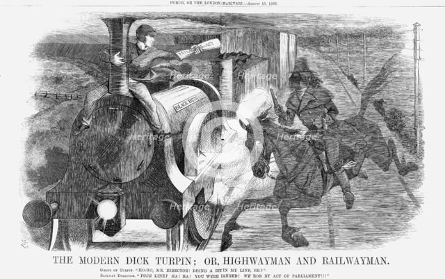 'The Modern Dick Turpin; Or, Highwayman and Railwayman', 1868.  Artist: John Tenniel