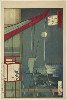 The Moon Beyond Shinagawa (Shinagawa mikoshi no tsuki), from the series "One Hundred Views..., 1884. Creator: Kobayashi Kiyochika