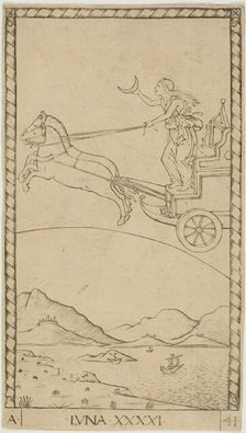 The Moon, plate 41 from Planets and Spheres, c.1465. Creator: Unknown