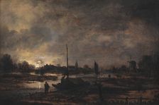 The Moon Rising over a Village, 1618-1677. Creator: Aert van der Neer