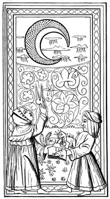 The Moon tarot card, 14th century, (1870)