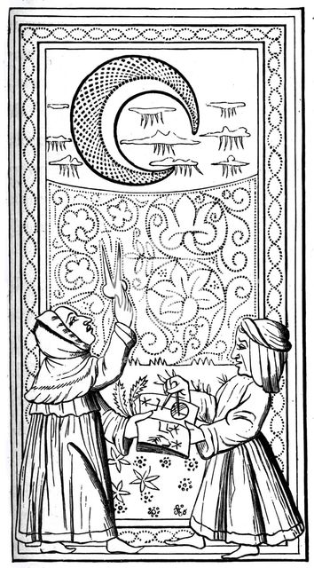 'The Moon', tarot card, 14th century, (1870). Artist: Unknown