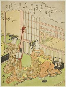 The Moon (Tsuki), from the series "Fashionable Scenes of Snow, Moon and Flowers...c. 1768/69. Creator: Suzuki Harunobu