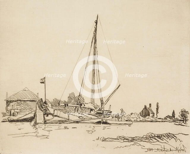 The Moored Boat, 1862. Creator: Johan Barthold Jongkind.