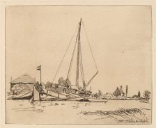 The Moored Boat (La Barque amarree), 1862. Creator: Johan Barthold Jongkind