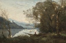 The Moored Boatman: Souvenir of an Italian Lake, 1861. Creator: Jean-Baptiste-Camille Corot