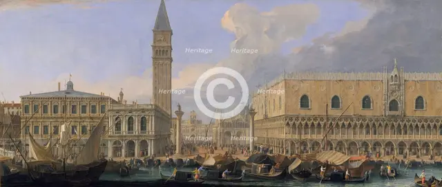 The Molo, Venice, from the Bacino di San Marco, ca. 1709. Creator: Luca Carlevarijs.