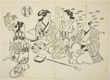 The Momiji-no-ga Chapter from "The Tale of Genji" (Genji Momiji-no-ga), from a series..., c. 1710. Creator: Okumura Masanobu
